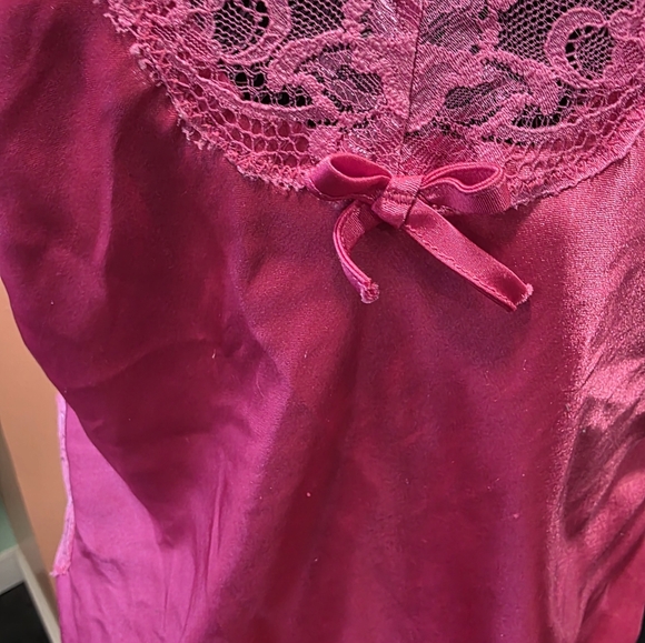 Vintage Y2K Pink Slip Dress Pink Lace Trim Chemise Satin Feminine Baddie 2000s - Picture 5 of 15